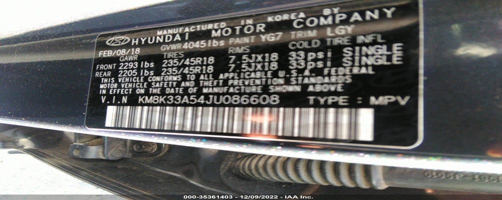 KM8K33A54JU086608 2018 HYUNDAI KONA photo no. 9