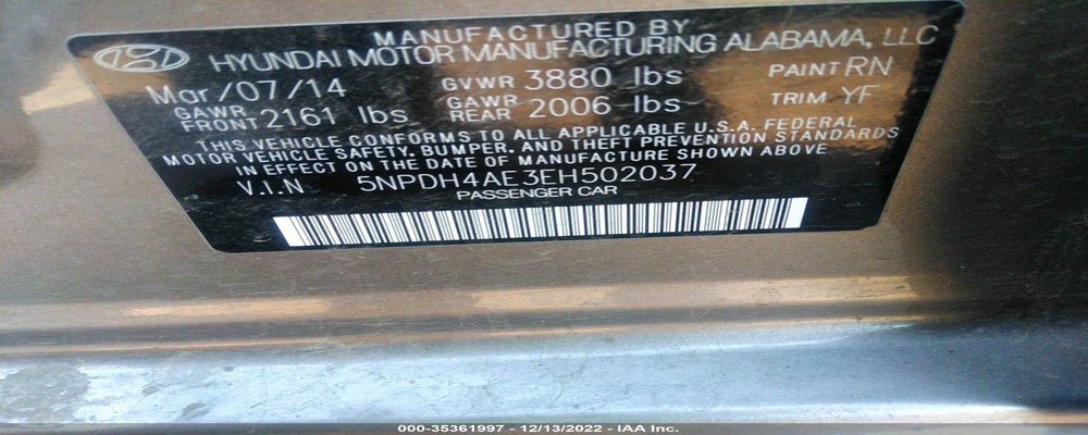 5NPDH4AE3EH502037 2014 HYUNDAI ELANTRA photo no. 9
