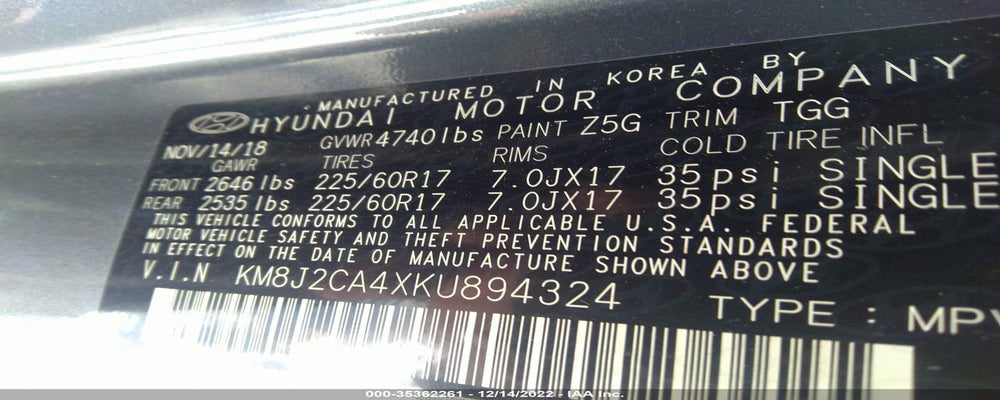 KM8J2CA4XKU894324 2019 HYUNDAI TUCSON photo no. 9