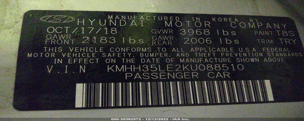 KMHH35LE2KU088510 2019 HYUNDAI ELANTRA GT photo no. 9