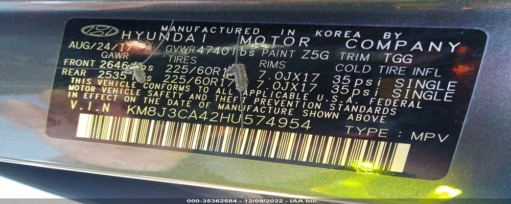 KM8J3CA42HU574954 2017 HYUNDAI TUCSON photo no. 9