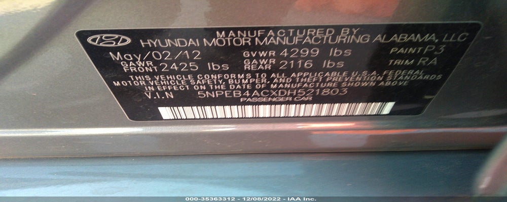 5NPEB4ACXDH521803 2013 HYUNDAI SONATA photo no. 9