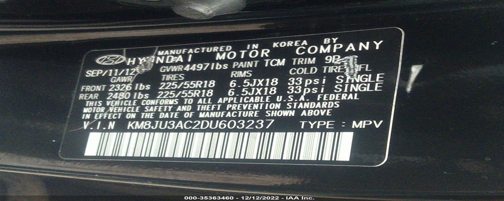 KM8JU3AC2DU603237 2013 HYUNDAI TUCSON photo no. 9