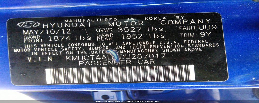 KMHCT4AE2DU287017 2013 HYUNDAI ACCENT photo no. 9