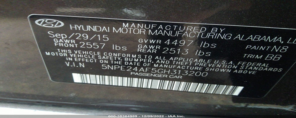 5NPE24AF5GH313200 2016 HYUNDAI SONATA photo no. 9