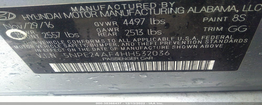 5NPE24AF4HH532036 2017 HYUNDAI SONATA photo no. 9