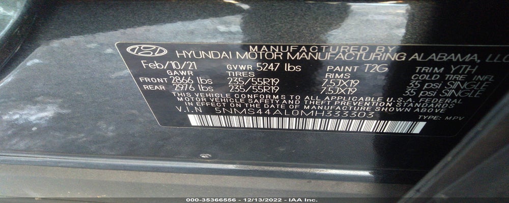 5NMS44AL0MH333303 2021 HYUNDAI SANTA FE photo no. 9