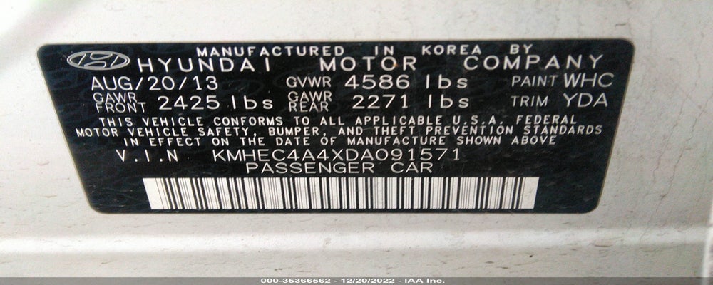 KMHEC4A4XDA091571 2013 HYUNDAI SONATA HYBRID photo no. 9