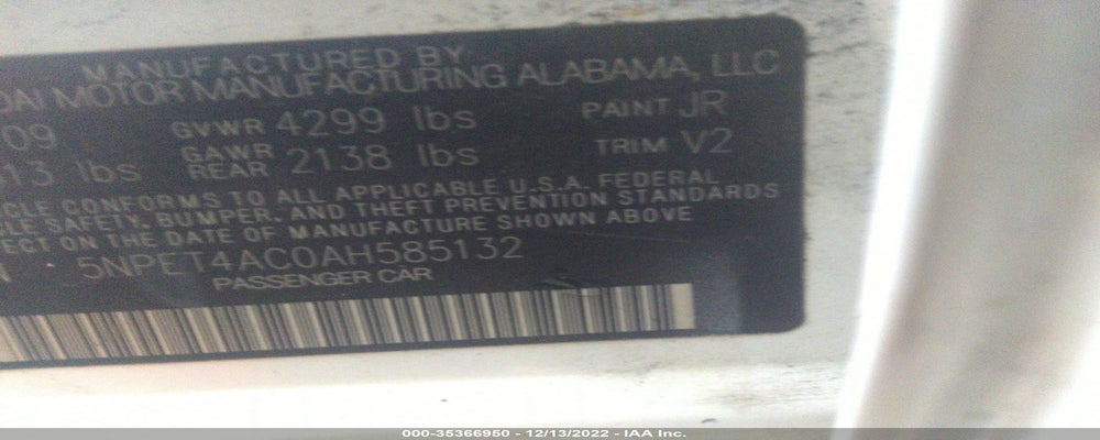 5NPET4AC0AH585132 2010 HYUNDAI SONATA photo no. 9