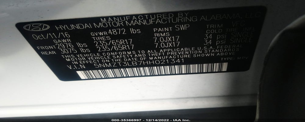 5NMZT3LB7HH021341 2017 HYUNDAI SANTA FE SPORT photo no. 9