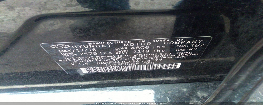 KMHFH4JGXGA568777 2016 HYUNDAI AZERA photo no. 9