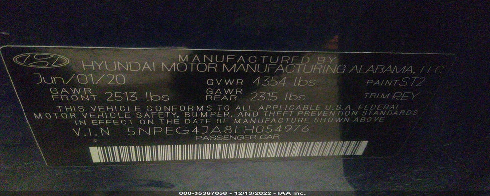 5NPEG4JA8LH054976 2020 HYUNDAI SONATA photo no. 9