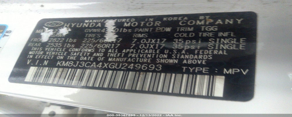 KM8J3CA4XGU249693 2016 HYUNDAI TUCSON photo no. 9