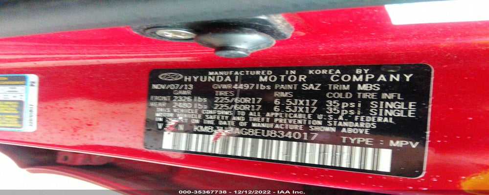 KM8JU3AG8EU834017 2014 HYUNDAI TUCSON photo no. 9