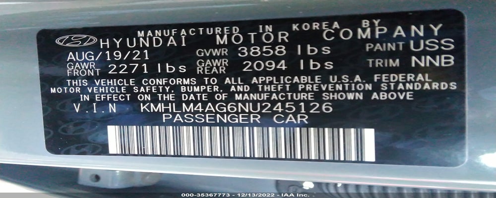 KMHLM4AG6NU245126 2022 HYUNDAI ELANTRA photo no. 9