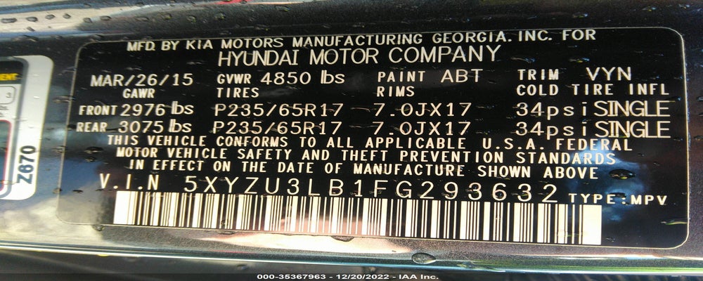 5XYZU3LB1FG293632 2015 HYUNDAI SANTA FE SPORT photo no. 9