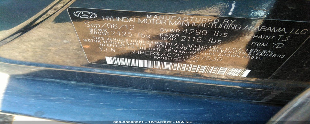 5NPEB4AC7DH597530 2013 HYUNDAI SONATA photo no. 9