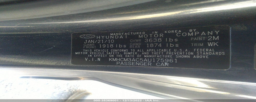 KMHCM3AC5AU175961 2010 HYUNDAI ACCENT photo no. 9