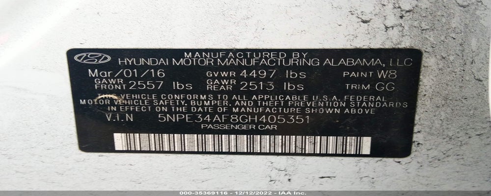 5NPE34AF8GH405351 2016 HYUNDAI SONATA photo no. 9