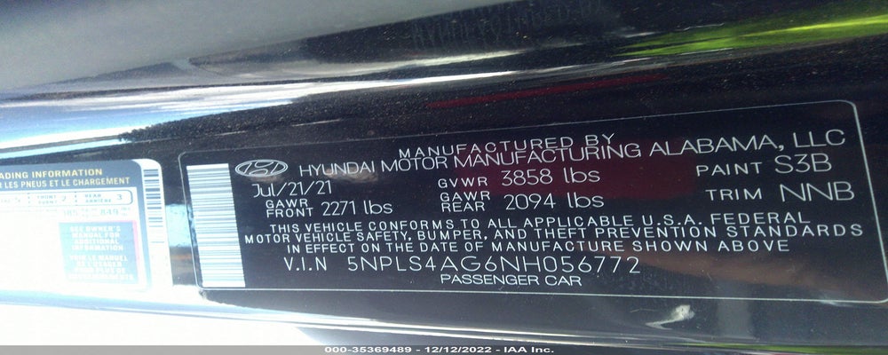 5NPLS4AG6NH056772 2022 HYUNDAI ELANTRA photo no. 9