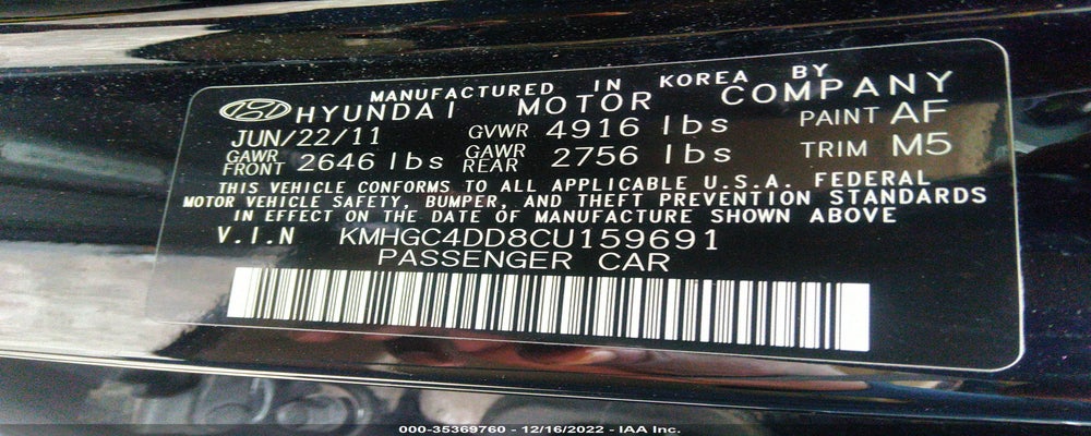 KMHGC4DD8CU159691 2012 HYUNDAI GENESIS photo no. 9