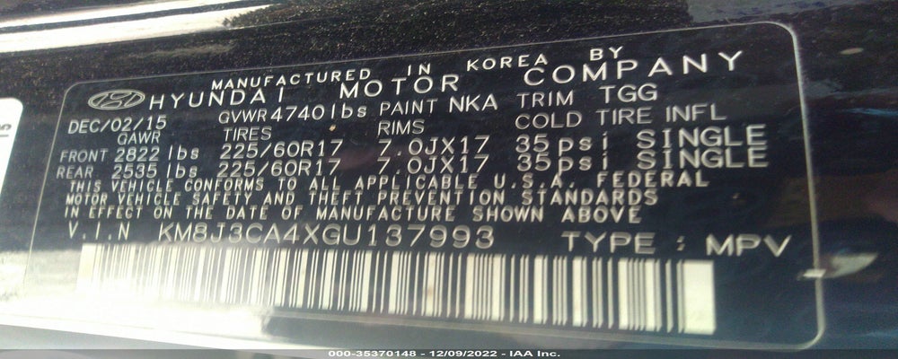 KM8J3CA4XGU137993 2016 HYUNDAI TUCSON photo no. 9