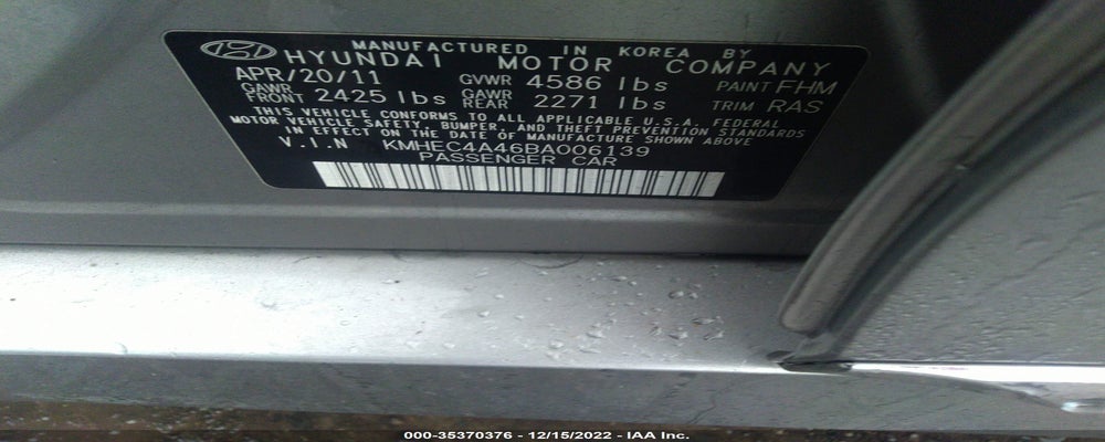 KMHEC4A46BA006139 2011 HYUNDAI SONATA photo no. 9