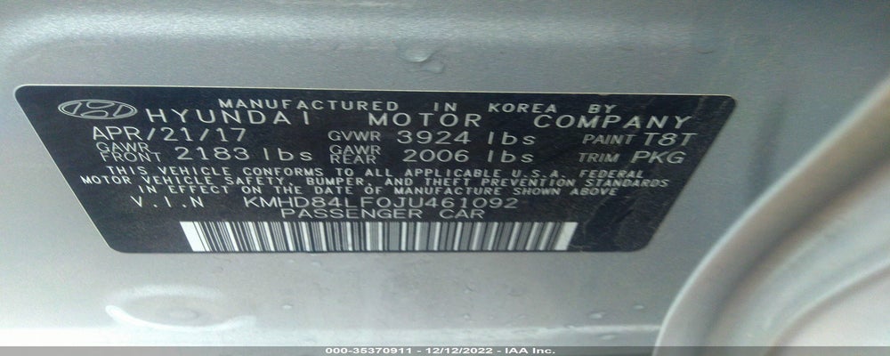 KMHD84LF0JU461092 2018 HYUNDAI ELANTRA photo no. 9