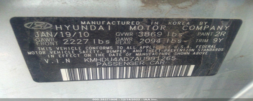 KMHDU4AD7AU991265 2010 HYUNDAI ELANTRA photo no. 9