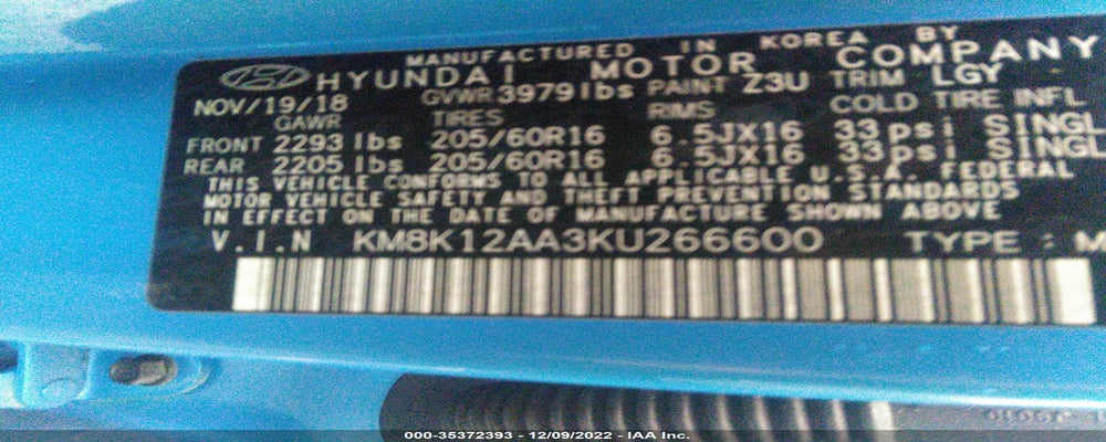 KM8K12AA3KU266600 2019 HYUNDAI KONA photo no. 9
