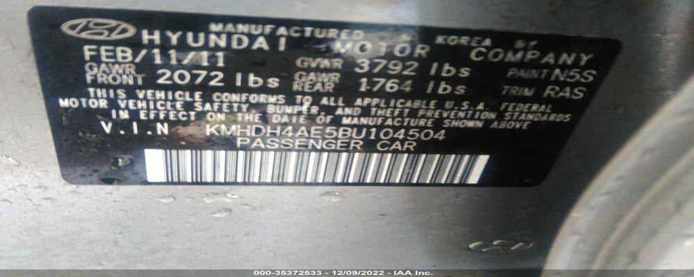 KMHDH4AE5BU104504 2011 HYUNDAI ELANTRA photo no. 9