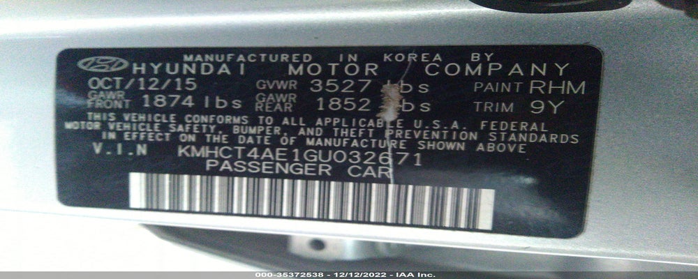 KMHCT4AE1GU032671 2016 HYUNDAI ACCENT photo no. 9