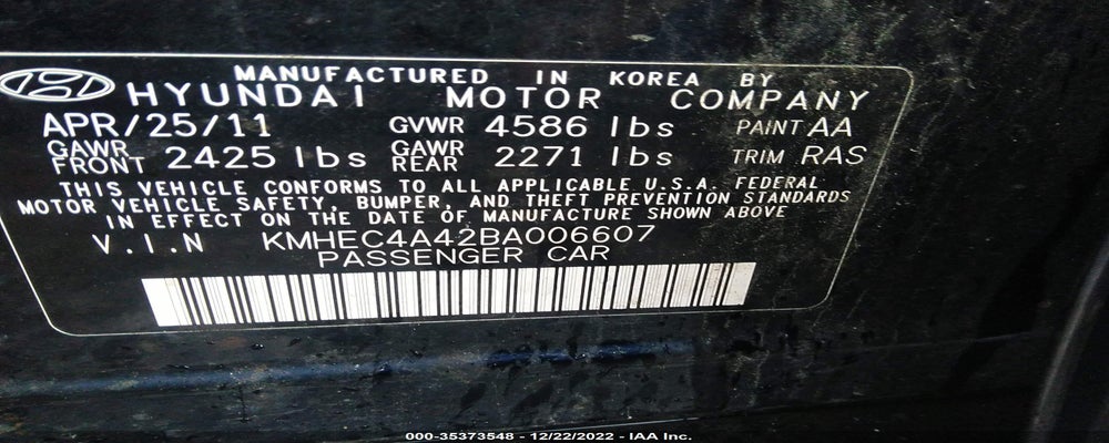 KMHEC4A42BA006607 2011 HYUNDAI SONATA photo no. 9