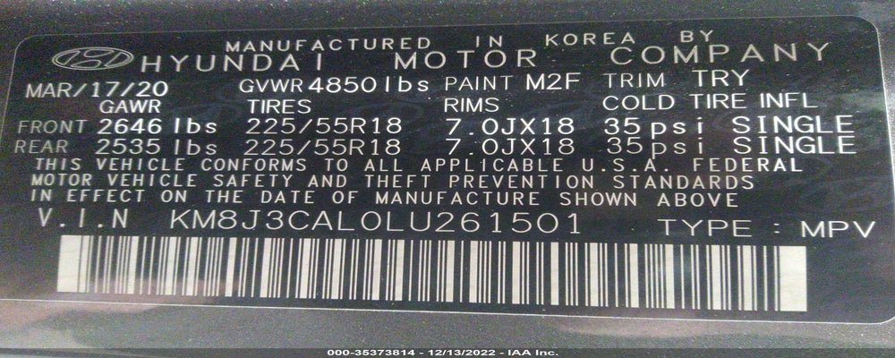 KM8J3CAL0LU261501 2020 HYUNDAI TUCSON photo no. 9