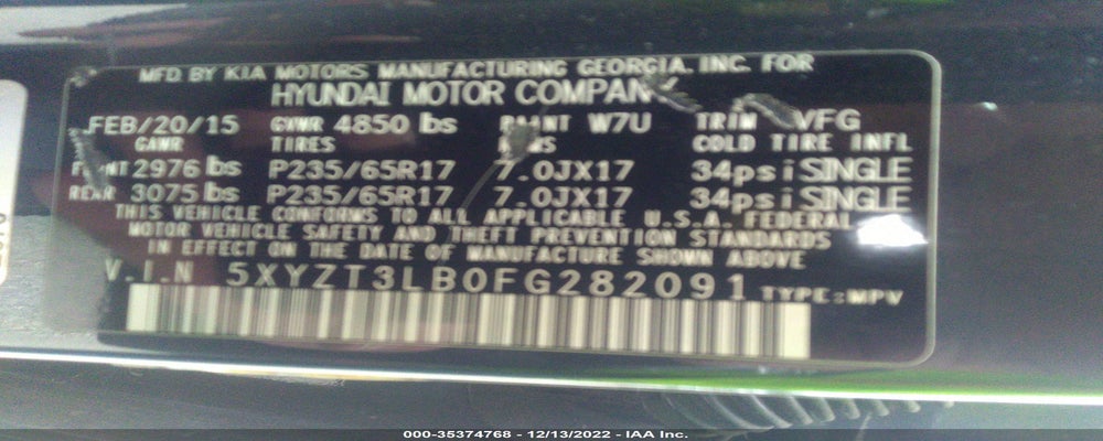 5XYZT3LB0FG282091 2015 HYUNDAI SANTA FE SPORT photo no. 9