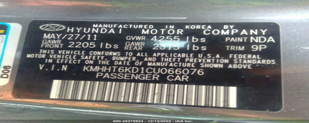 KMHHT6KD1CU066076 2012 HYUNDAI GENESIS COUPE photo no. 9