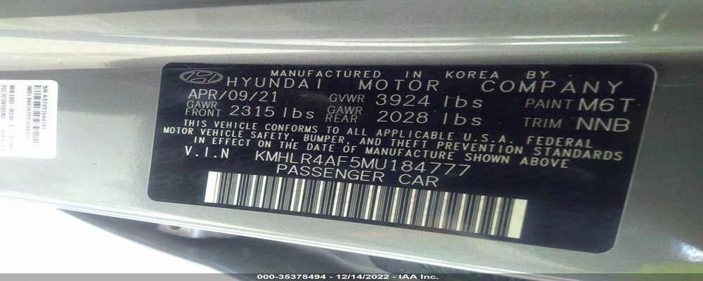 KMHLR4AF5MU184777 2021 HYUNDAI ELANTRA photo no. 9