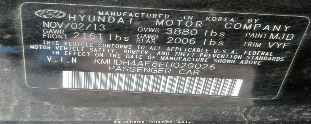 KMHDH4AE8EU029026 2014 HYUNDAI ELANTRA photo no. 9