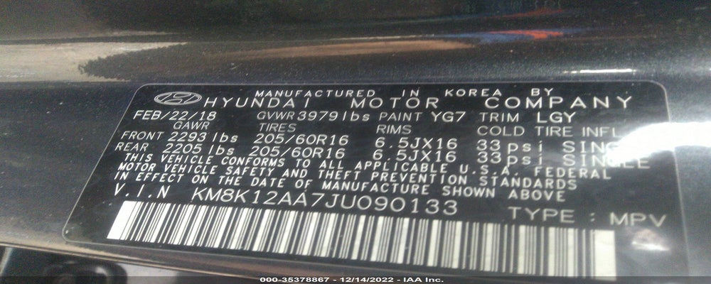KM8K12AA7JU090133 2018 HYUNDAI KONA photo no. 9