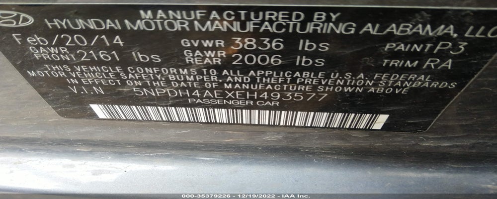 5NPDH4AEXEH493577 2014 HYUNDAI ELANTRA photo no. 9