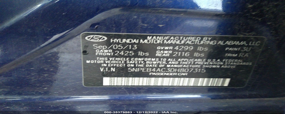 5NPEB4AC3DH807315 2013 HYUNDAI SONATA photo no. 9