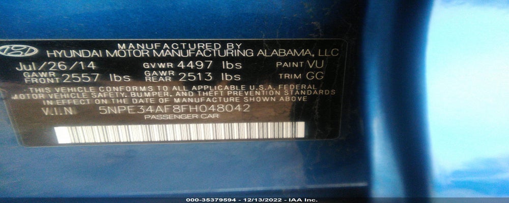 5NPE34AF8FH048042 2015 HYUNDAI SONATA photo no. 9