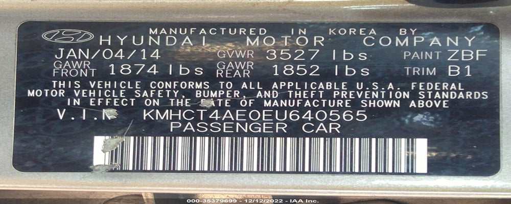 KMHCT4AE0EU640565 2014 HYUNDAI ACCENT photo no. 9