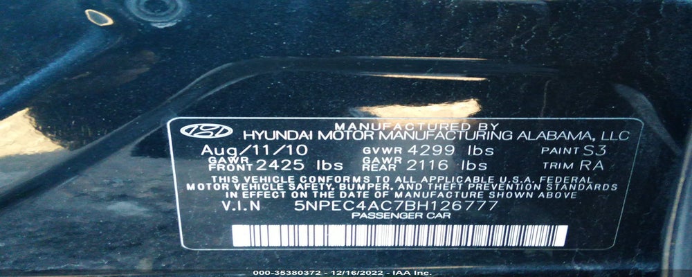 5NPEC4AC7BH126777 2011 HYUNDAI SONATA photo no. 9