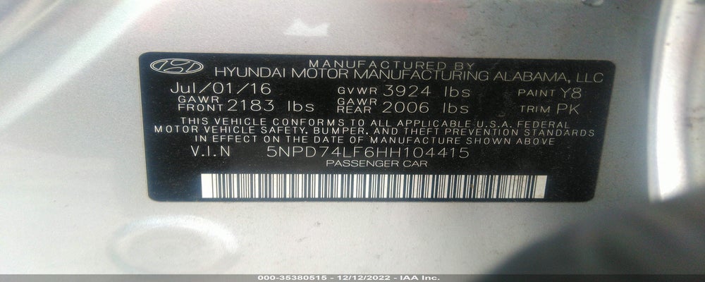 5NPD74LF6HH104415 2017 HYUNDAI ELANTRA photo no. 9