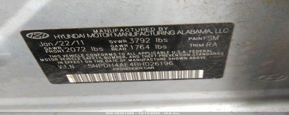 5NPDH4AE4BH026196 2011 HYUNDAI ELANTRA photo no. 9