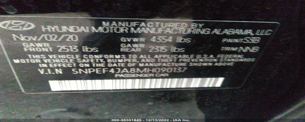 5NPEF4JA8MH090137 2021 HYUNDAI SONATA photo no. 9