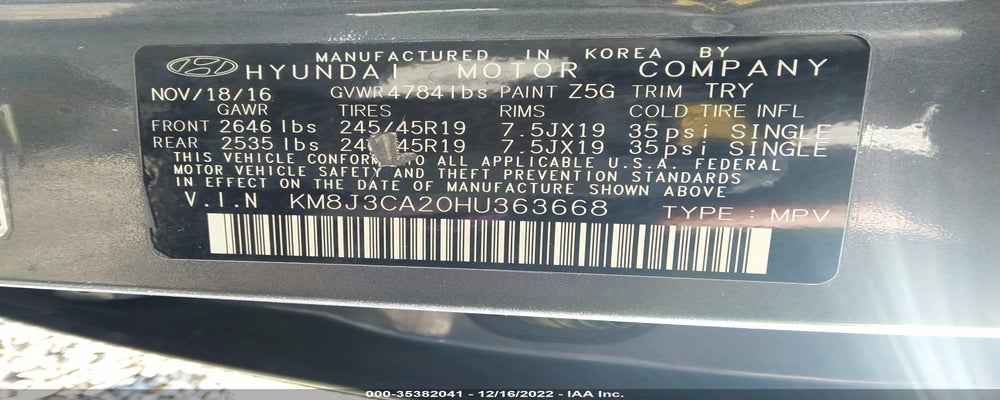 KM8J3CA20HU363668 2017 HYUNDAI TUCSON photo no. 9