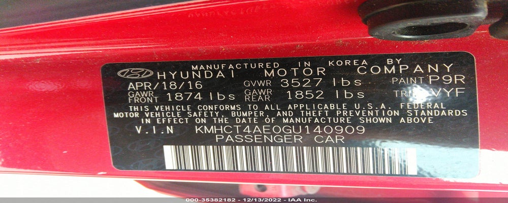 KMHCT4AE0GU140909 2016 HYUNDAI ACCENT photo no. 9