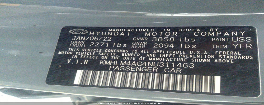 KMHLM4AG4NU311463 2022 HYUNDAI ELANTRA photo no. 9